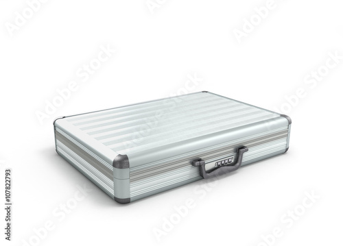 3d illustration of an open metal case with black handle isolated