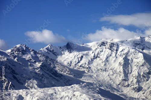 Snowy mountains and glacier at sunny day © BSANI