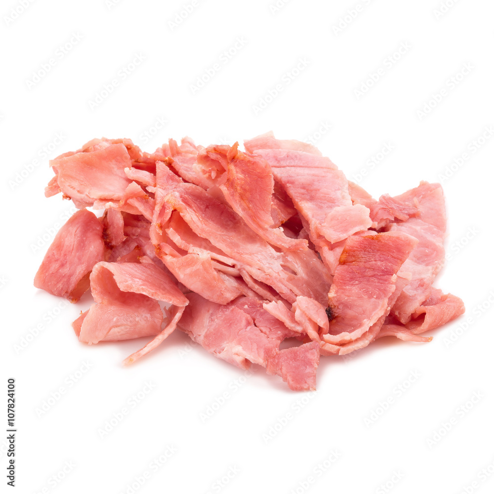 Roasted smoked ham on a white