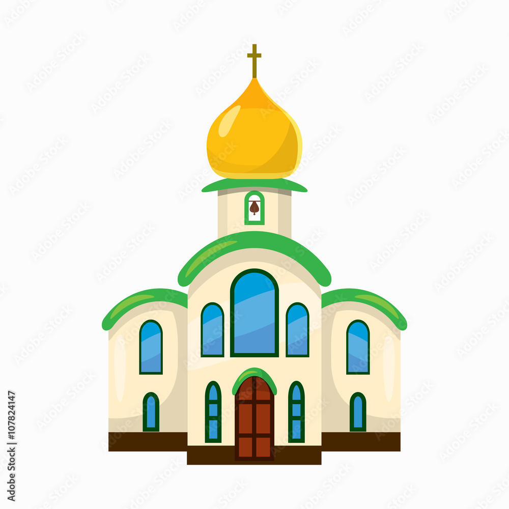 Building church icon, cartoon style