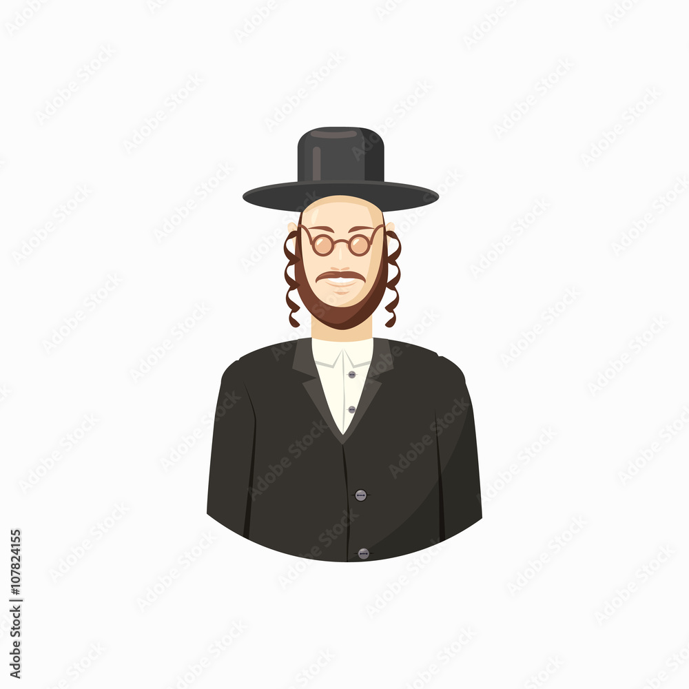 Jew man icon, cartoon style
