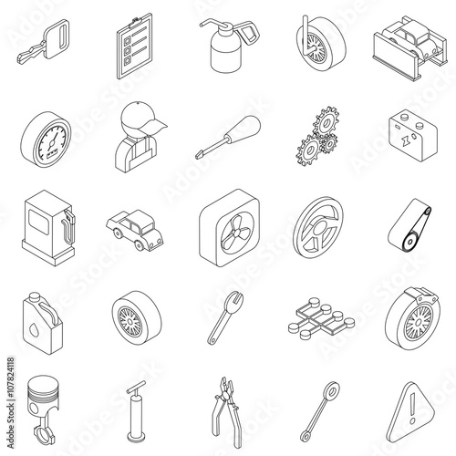 Car service set icons