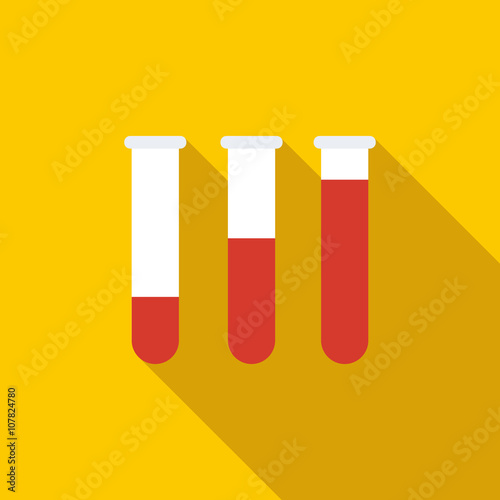 Medical test tubes with blood in holder icon