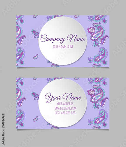 Business card template. Asian paisley