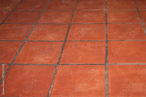 Abstract brown brick tiles Floor - Tiles texture background