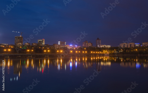 Night city reflection on the river in Donetsk. Ukraine © Ryzhkov Oleksandr