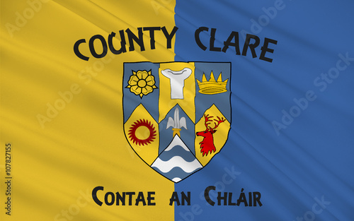 Flag of County Clare is a county in Ireland photo