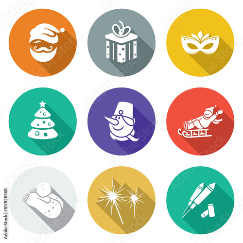 Christmas Icons Set. Vector Illustration.