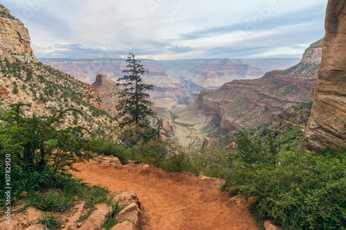 View of the Grand Canyon from the beginning of Bright Angel trail, Arizona, Usa