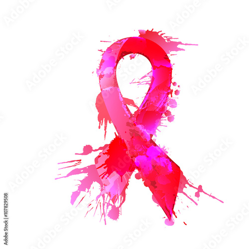Breast cancer awareness ribbon made of colorful splashes