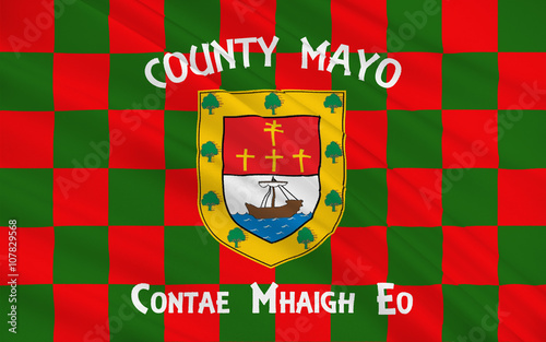 Flag of County Mayo is a county in Ireland photo