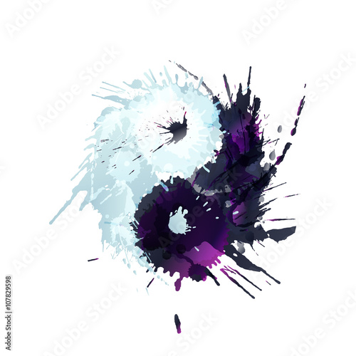 Yin and Yang made of colorful splashes