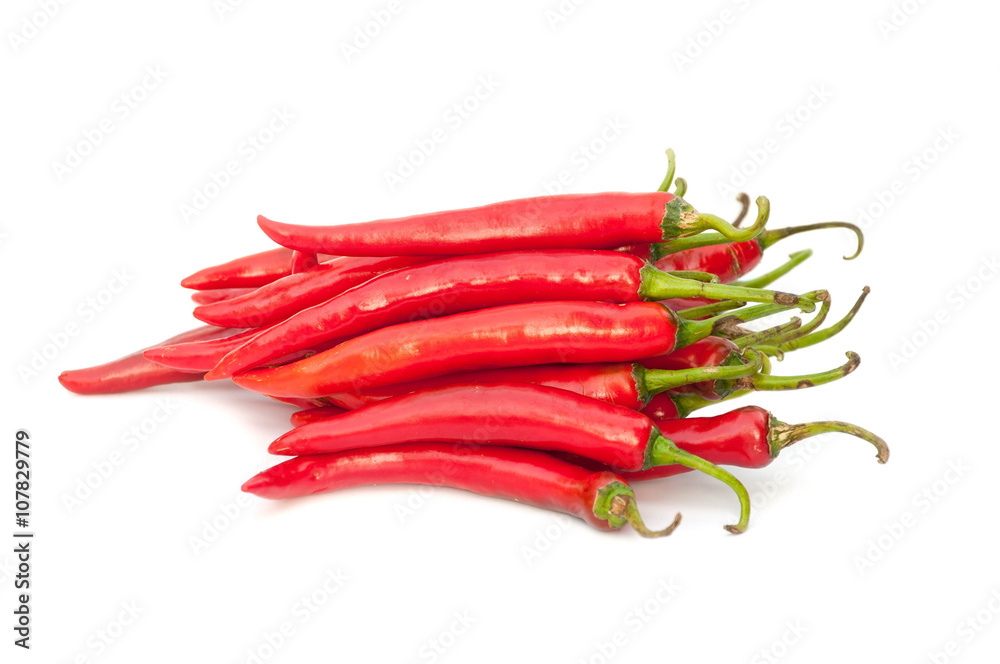 Hot red chili peppers isolated on white background Hot red chili peppers isolated on white background