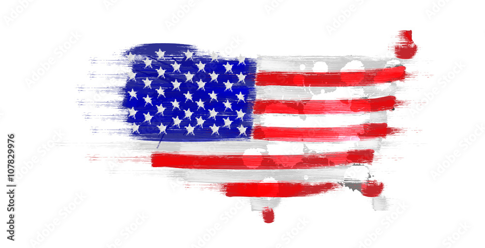 Grunge map of United States with US flag Stock Vector | Adobe Stock