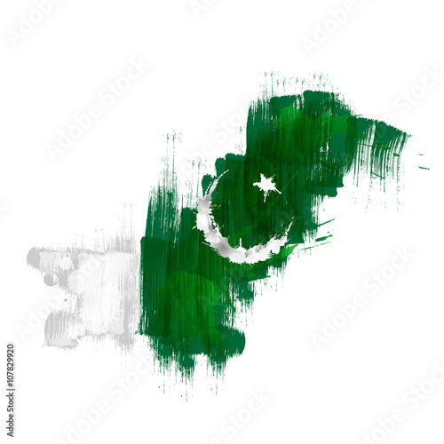 Grunge map of Pakistan with Pakistanian flag