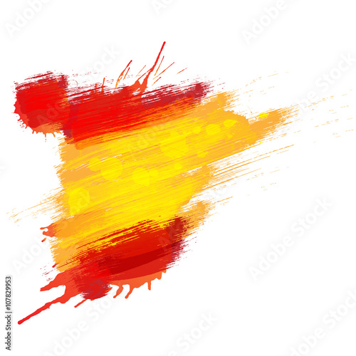 Grunge map of Spain with Spanish flag
