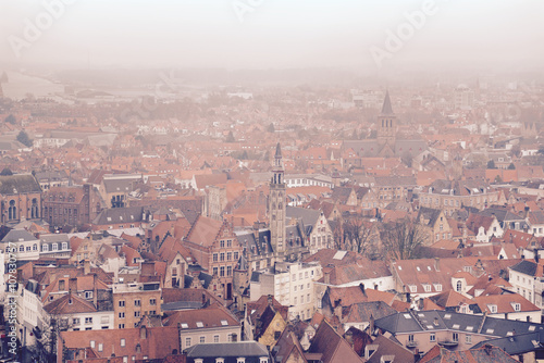 Bruges cityscape in a cloudy day, Belgium
