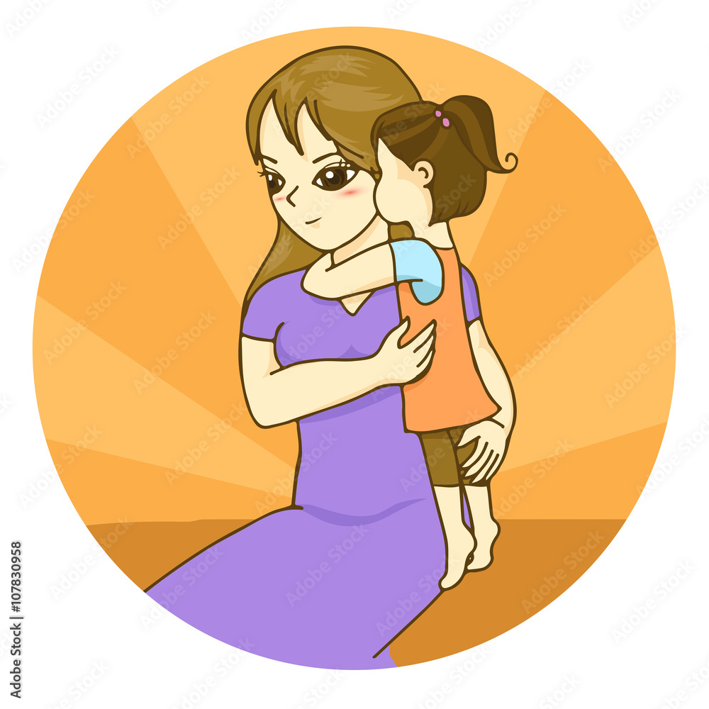 A little girl hug her mother A little girl hug her mother