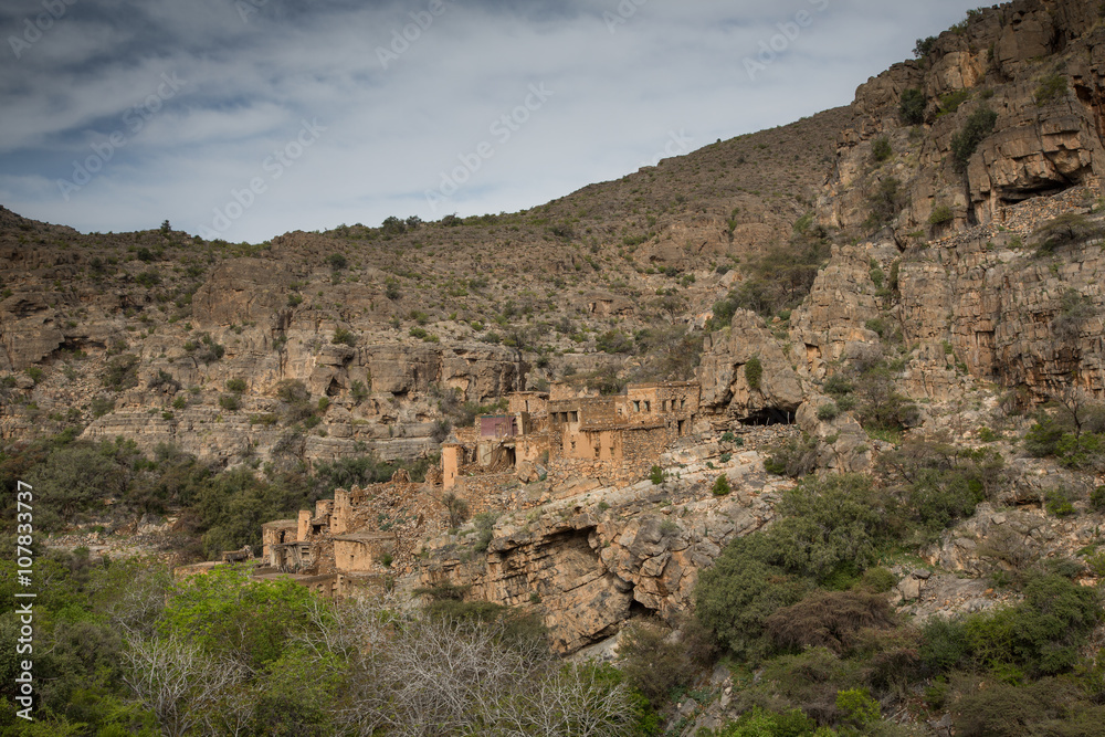 Old abandoned Omani village in the mountains of Hajjar