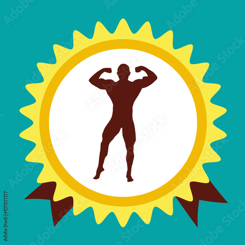 vintage badge with bodybuilder silhouete