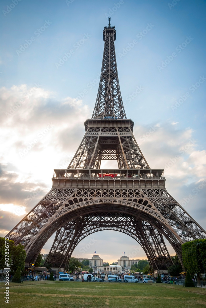 Eiffel tower with park around, Paris
