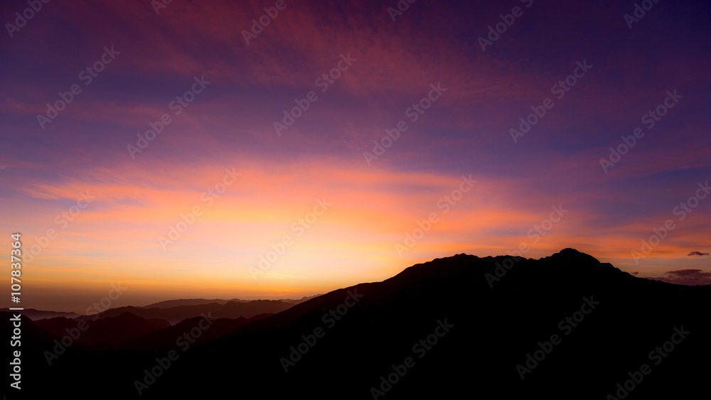 beautiful mountain landscape at sunset