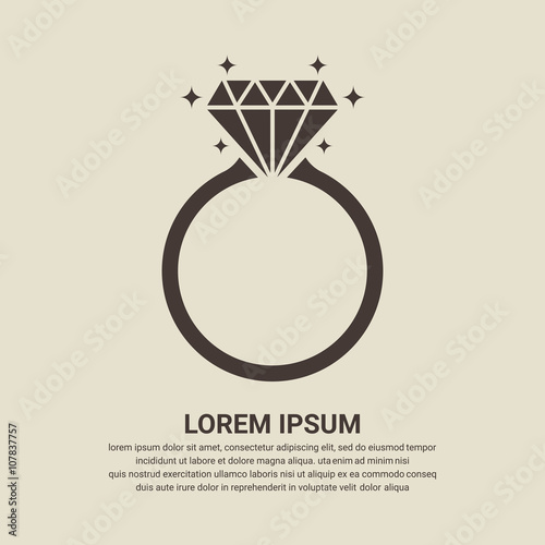Diamond engagement ring icon - Vector