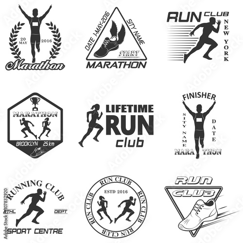 Set of vintage run club labels