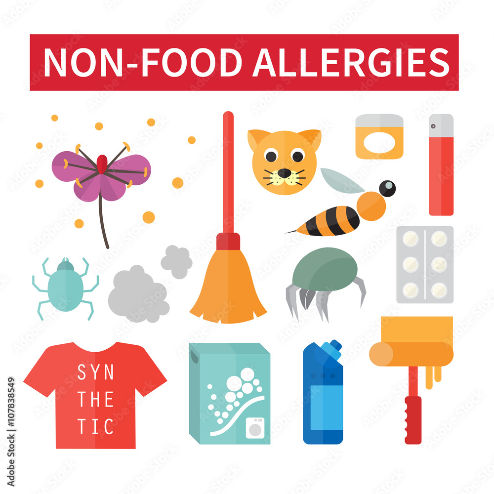 Naklejka premium Non-food allergies set