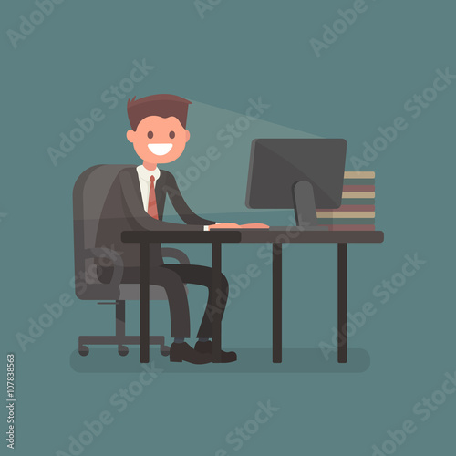 Hardworking office worker at the workplace.