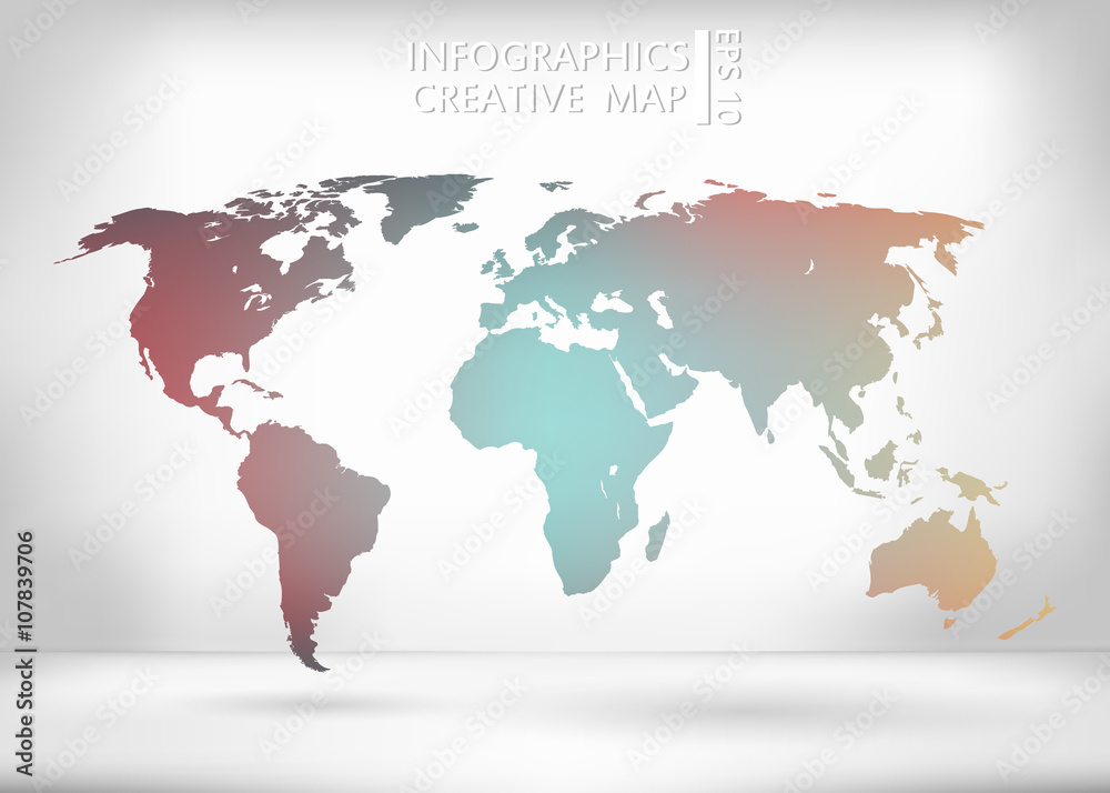 Abstract creative concept vector map of the world for Web and Mobile Applications isolated on background. Vector illustration, creative template design, Business software and social media, origami. Abstract creative concept vector map of the world for Web and Mobile Applications isolated on background. Vector illustration, creative template design, Business software and social media, origami.