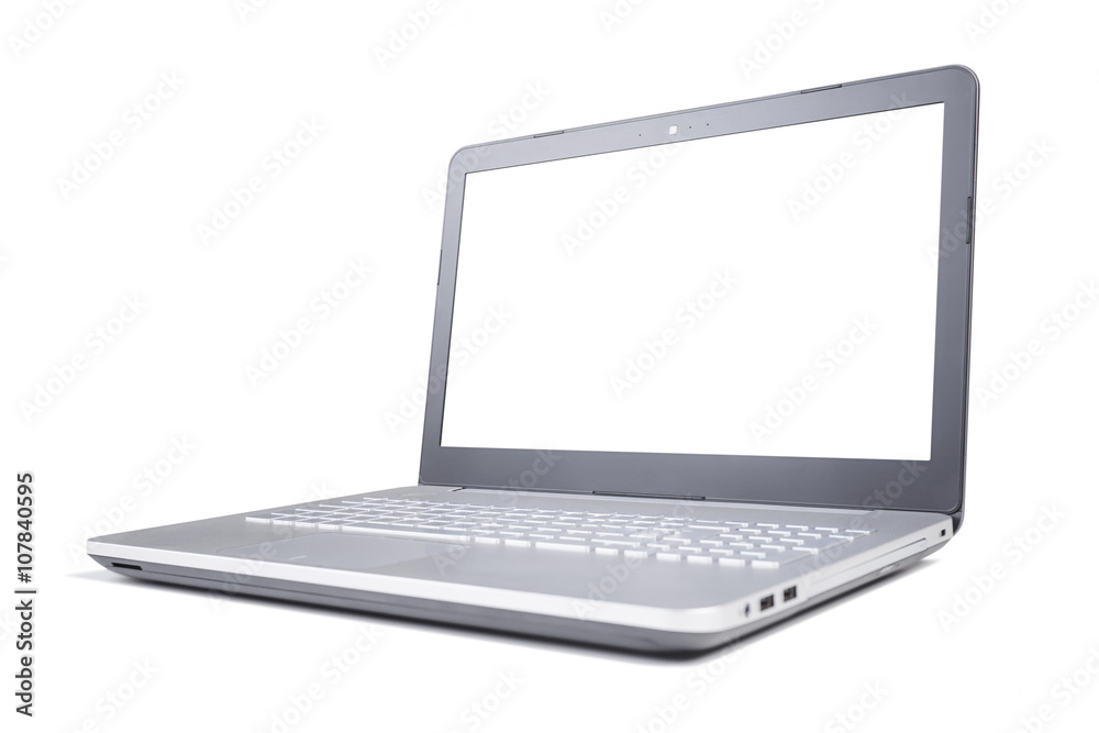 Laptop with blank screen isolated on white background Laptop with blank screen isolated on white background