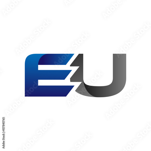 Modern Simple Initial Logo Vector Blue Grey eu