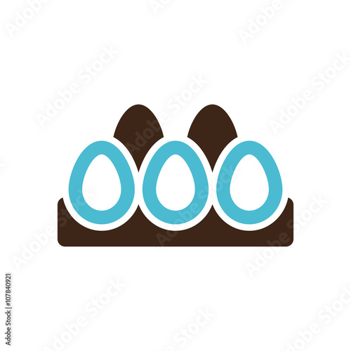 Chicken eggs in a tray vector icon. Garden