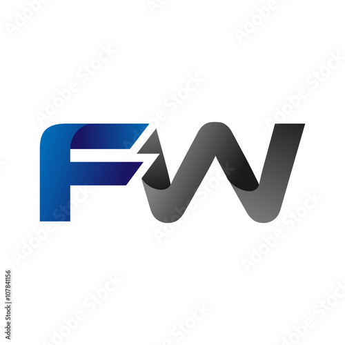 Modern Simple Initial Logo Vector Blue Grey fw