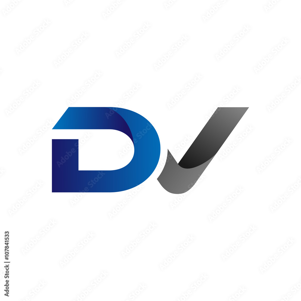 Modern Simple Initial Logo Vector Blue Grey dv Modern Simple Initial Logo Vector Blue Grey dv