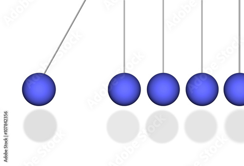 Péndulos, fondo blanco, esferas azules