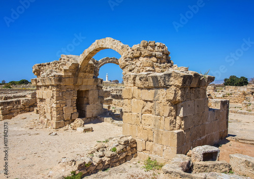 Ruins of ancient Greek arches in Paphos, Cyprus