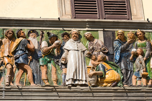 Detail of the Ospedale del Ceppo (Hospital of the Ceppo) 1277. Pistoia, Tuscany, Italy