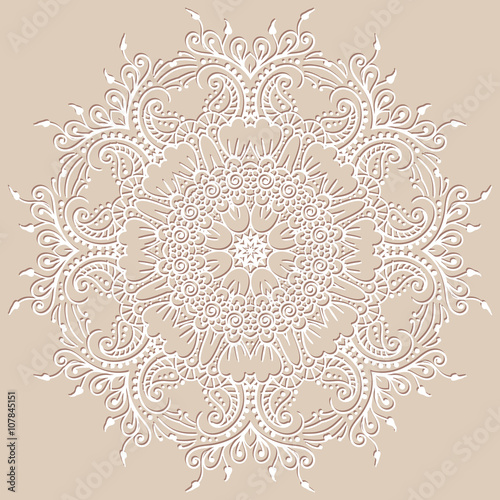 Circular vector ethnic mehndi pattern, template for mehndi ornament. Hand drawn ornamental flowers. Set of indian style ornaments. Floral mehndi ornamental elements henna