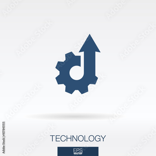 Technology concept icon. Cogwheel and arrow up symbol. Vector illustration