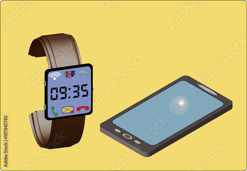 retro smartwatch odds vector and wireless payment