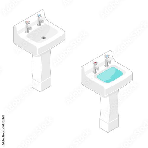 Vector Isometric Icon of a domestic sink.
Household Hygiene appliance icon.