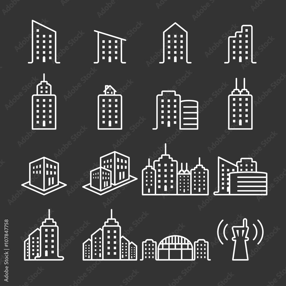 thin line building icon set 2, vector eps10