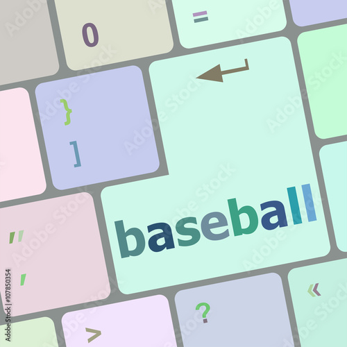 baseball word on keyboard key, notebook computer vector illustration