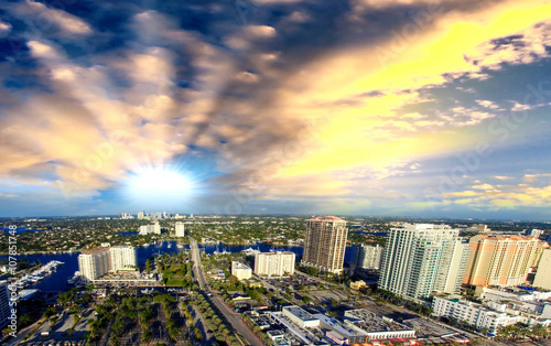 Fort Lauderdale coastline aerial view, Florida
