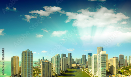 Downtown Miami buildings and sunset skyline © jovannig