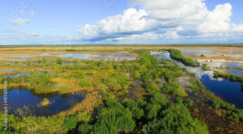 Cuadro en lienzo Aerial view of Everglades swamp, Florida
