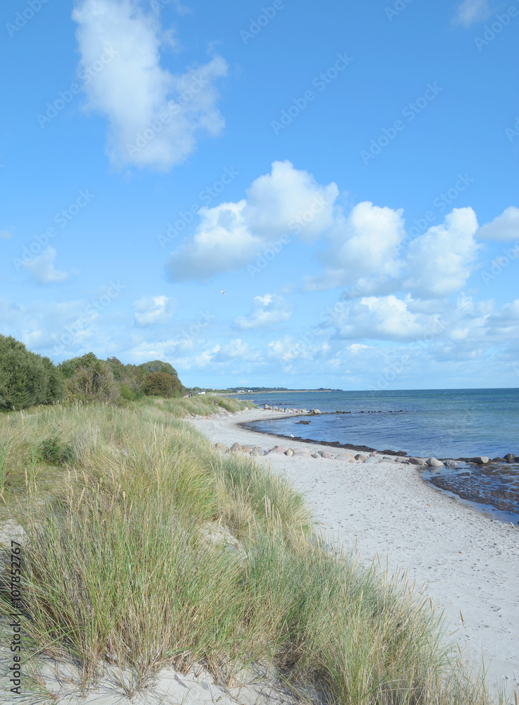 Küste mit Promenadenweg auf der Insel Fehmarn bei Südstrand und  Meeschendorf,Ostsee,Schleswig-Holstein,Deutschland