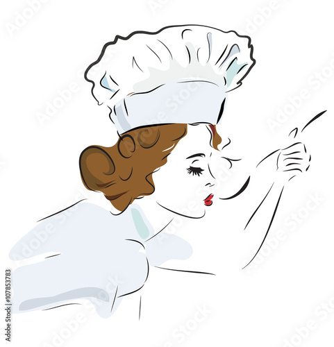 Chef. Cooker Tasting her Soup